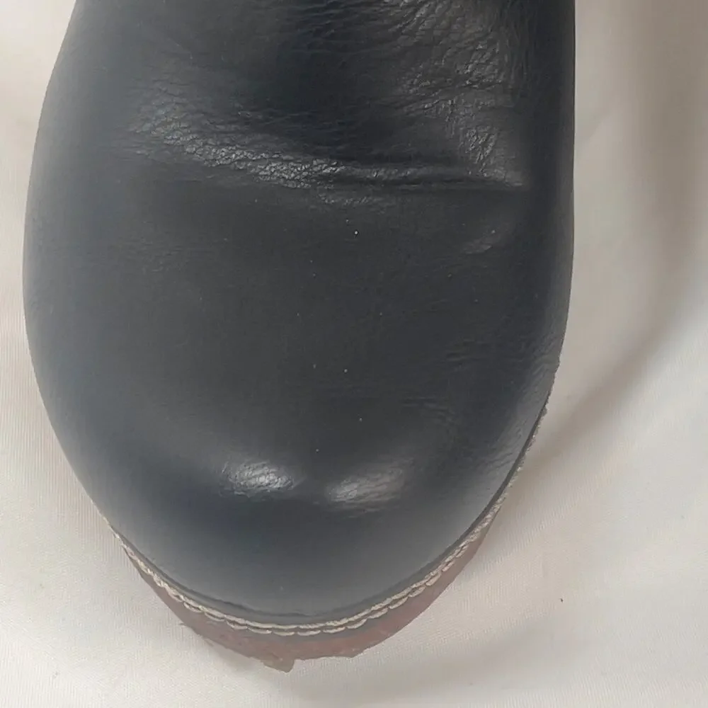 BlackFaux Leather Korks Trisha Platform Booties Adj Buckle Strap Womens 11M